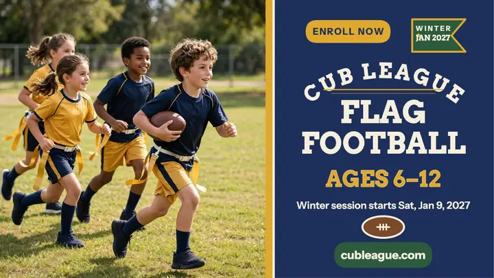 Cub League flag football camp thumbnail template