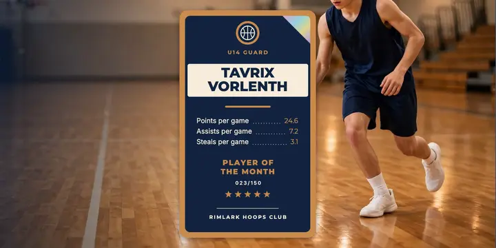 Youth basketball player of the month trading card post template