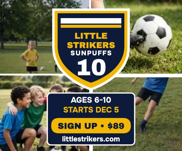 Little Strikers soccer camp retro kit ad template