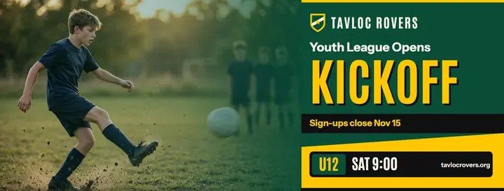 Tavloc Rovers youth soccer kickoff cover template