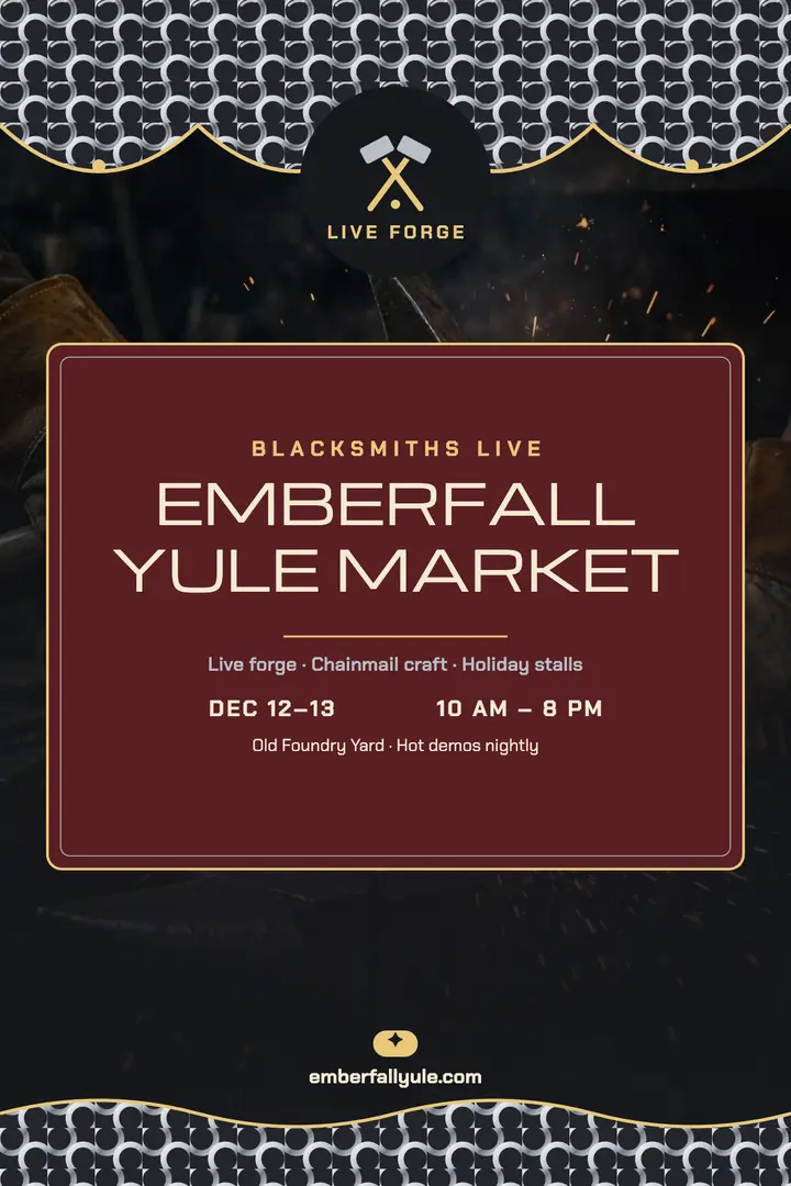Emberfall Yule Market forge poster template