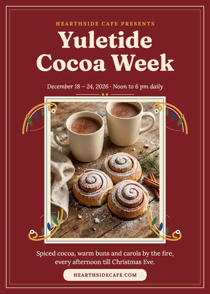 Hearthside Yuletide Cocoa Week invitation template