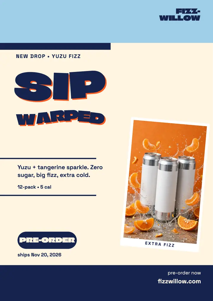 Fizzwillow Yuzu Fizz warped drop flyer template