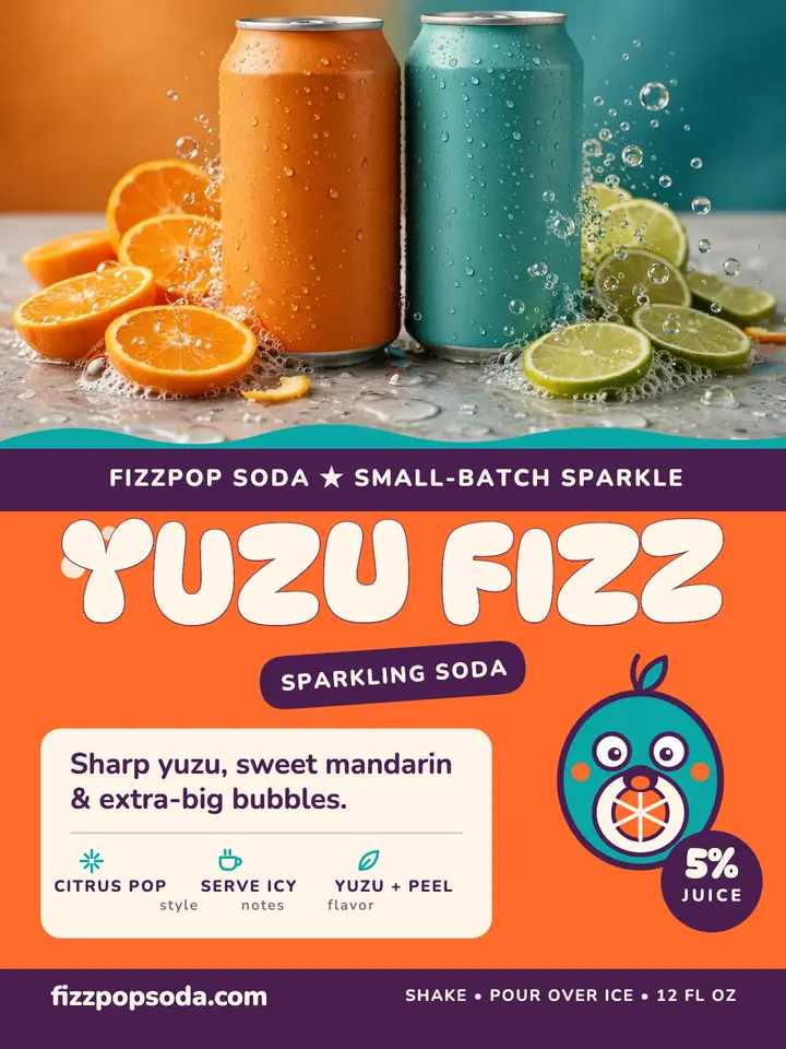 Fizzpop Yuzu Fizz craft soda portrait template