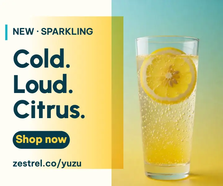 Zestrel sparkling yuzu soda pre-order ad template