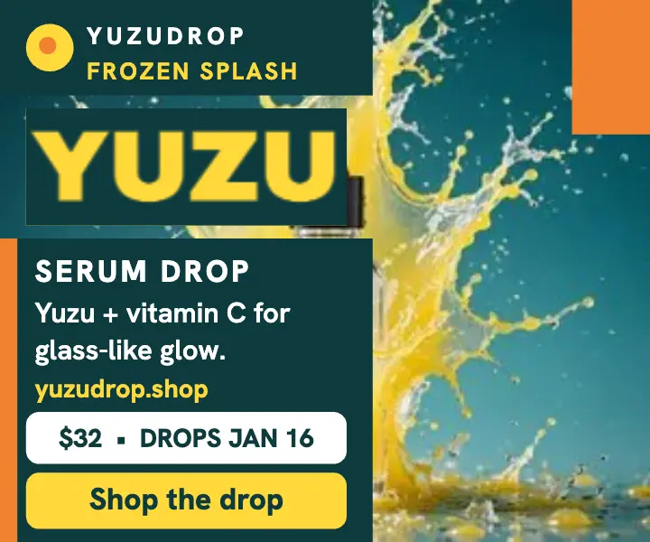 Yuzudrop frozen yuzu serum drop ad: yuzu serum ad template
