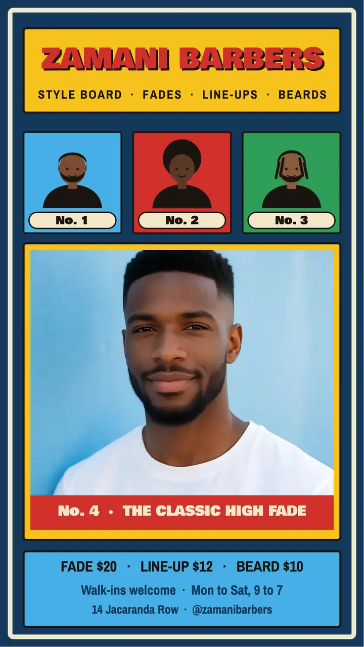 Zamani Barbers style board story template
