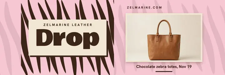 Zelmarine chocolate zebra tote drop header template