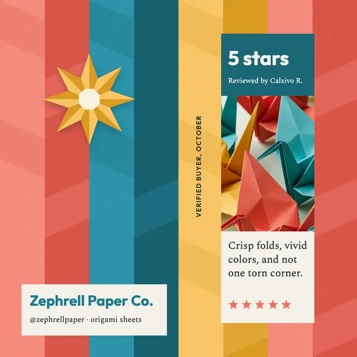 Zephrell Paper Co. origami review card template