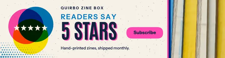 Quirbo zine box review billboard, risograph template