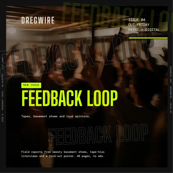 Dregwire zine issue drop, 90s grunge post template