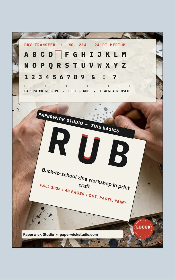 Paperwick zine basics rub-on cover template