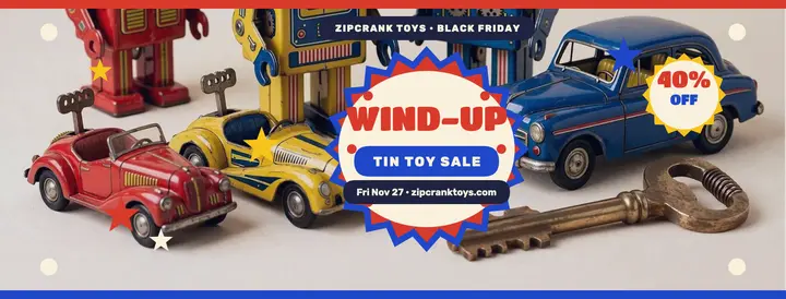 Zipcrank wind-up tin toy sale cover template