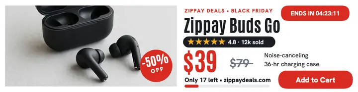 Zippay Black Friday earbuds billboard template