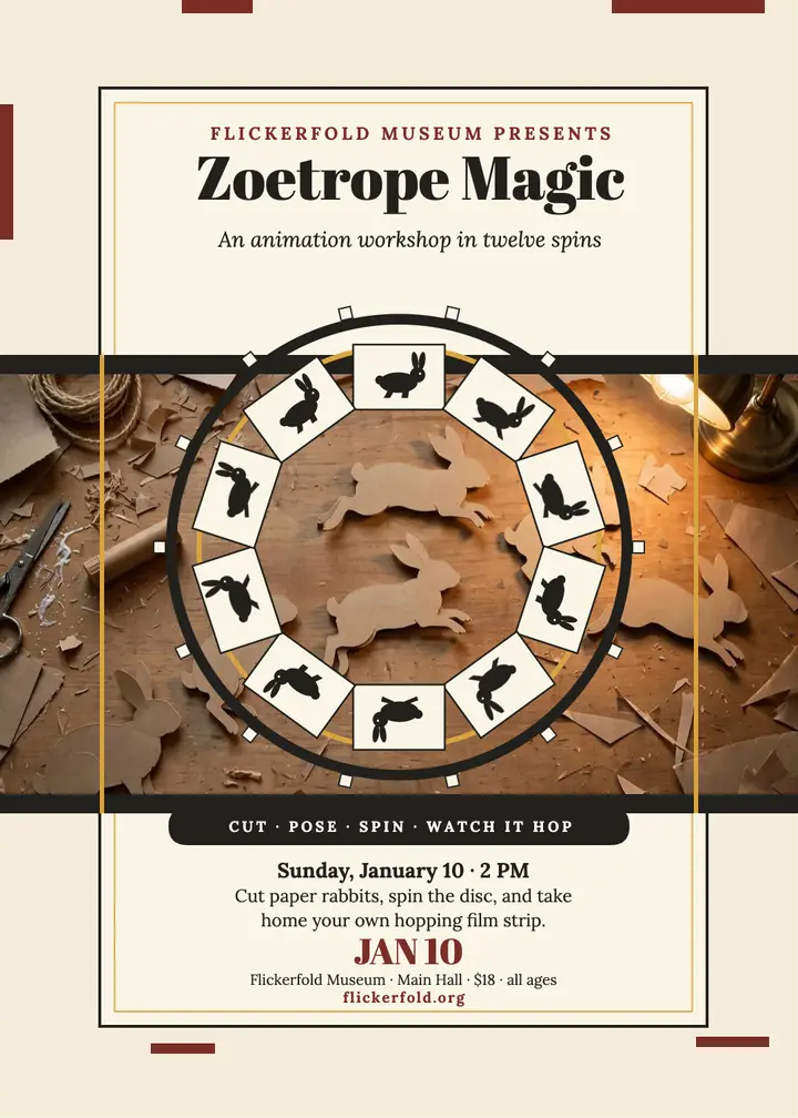 Zoetrope animation workshop invitation template