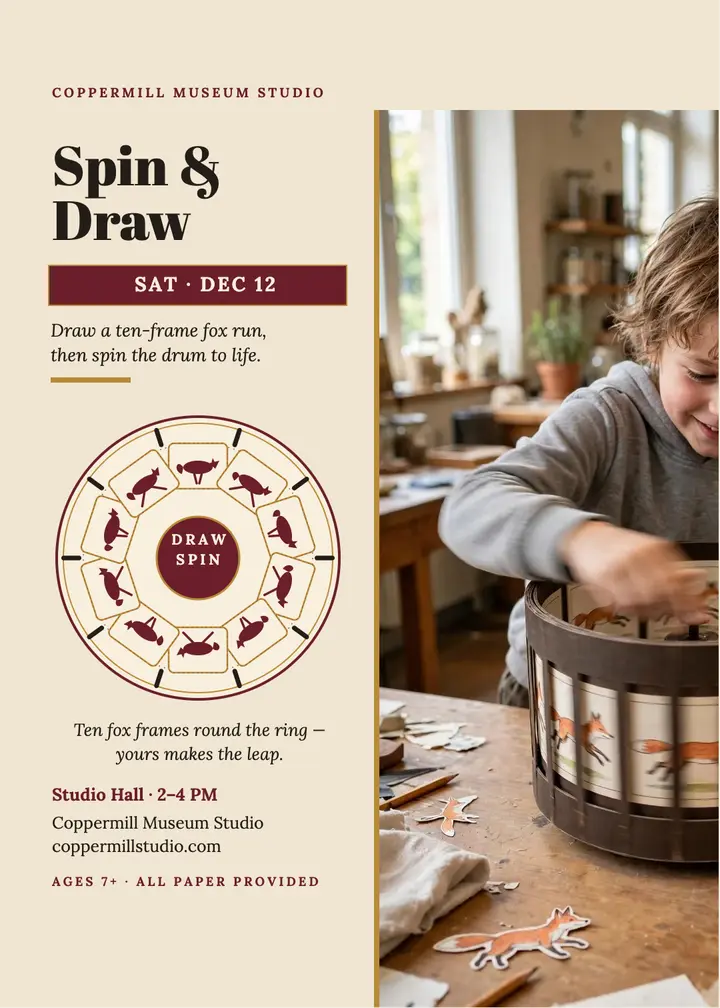 Spin and Draw zoetrope workshop invite template