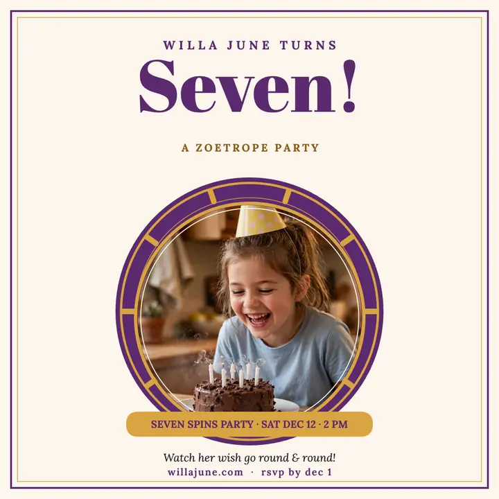Willa June zoetrope birthday party post: birthday party post template