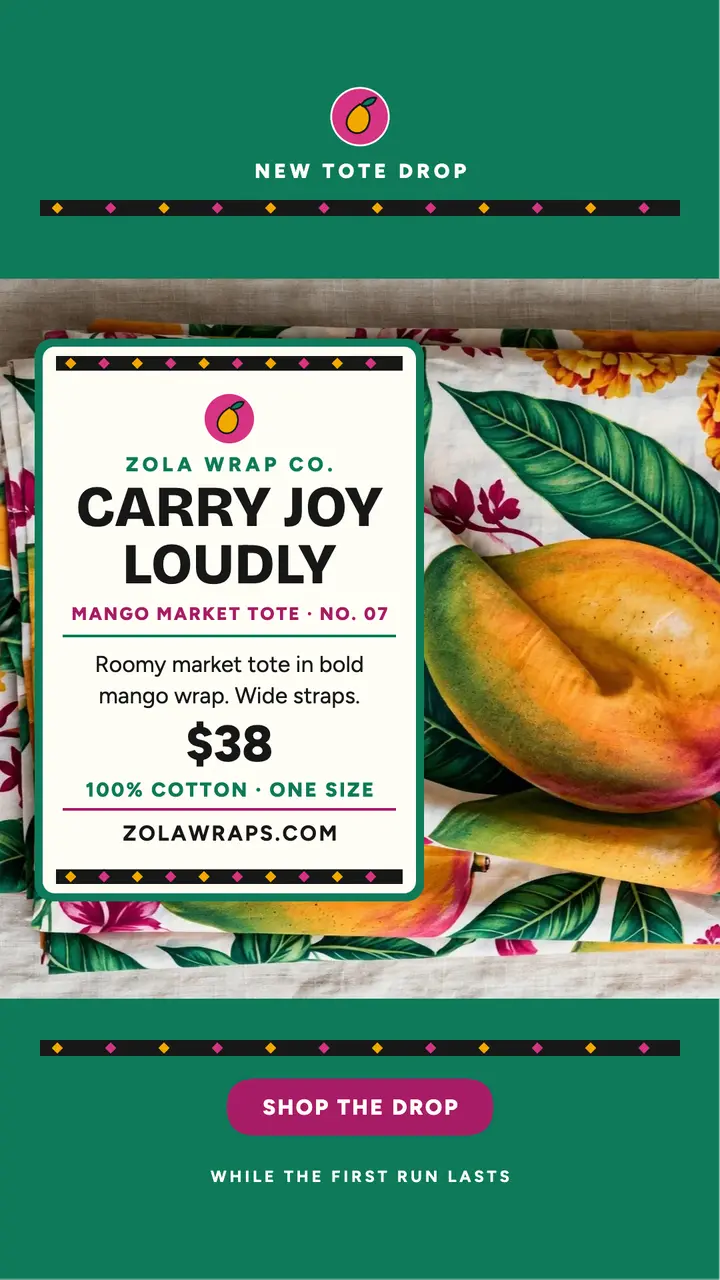 Zola mango market tote drop story template