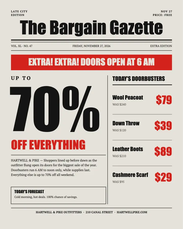 Extra edition Black Friday doorbusters template