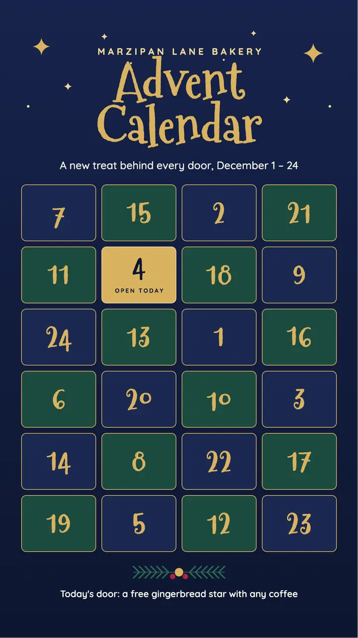 Midnight advent calendar template