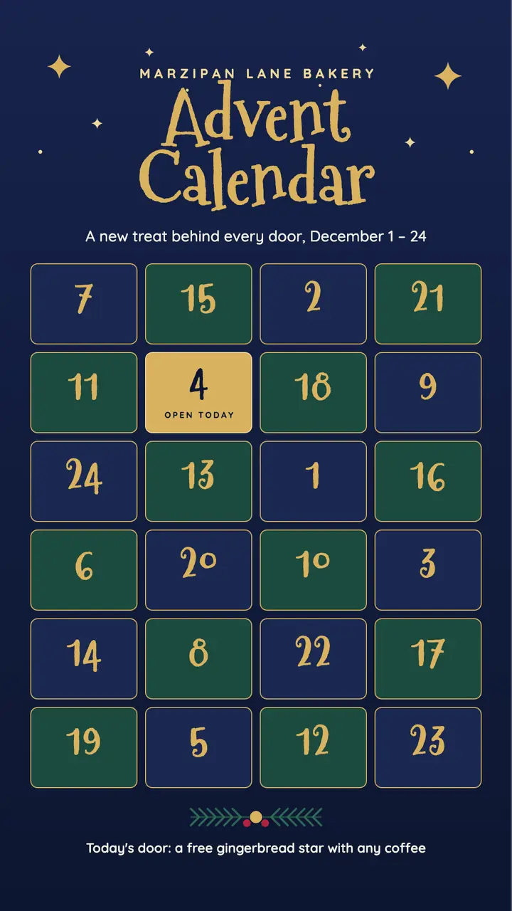 Midnight advent calendar template