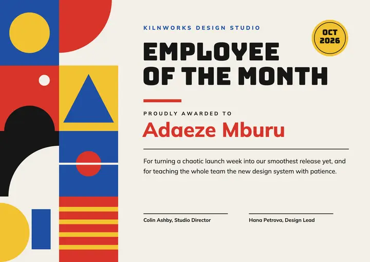 Bauhaus employee of the month template