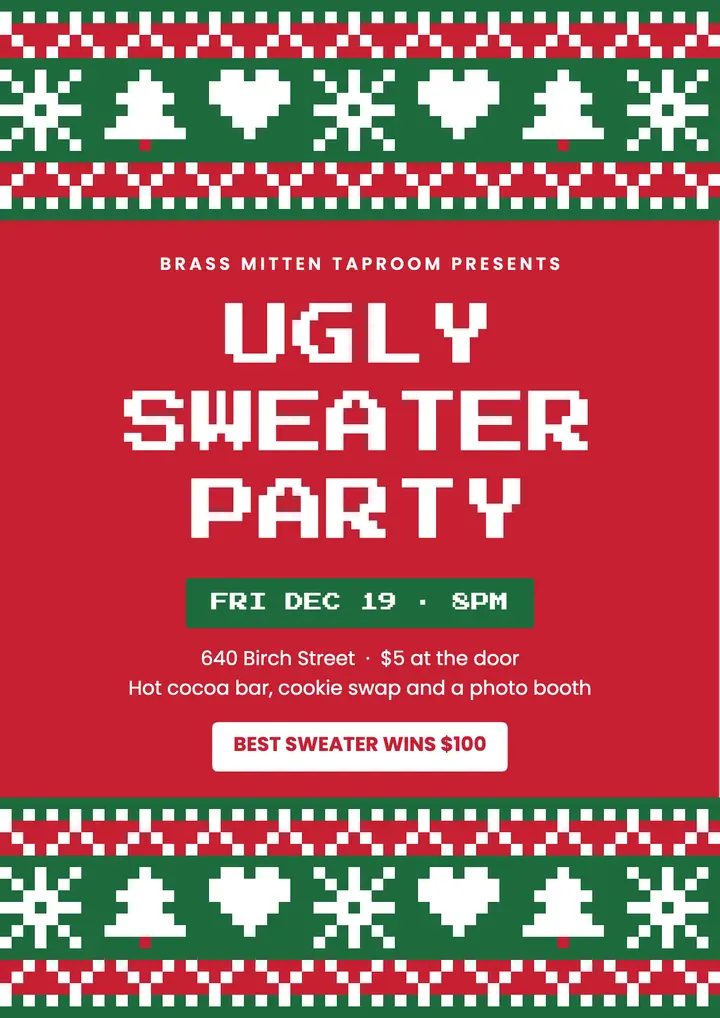 8-bit ugly sweater party template