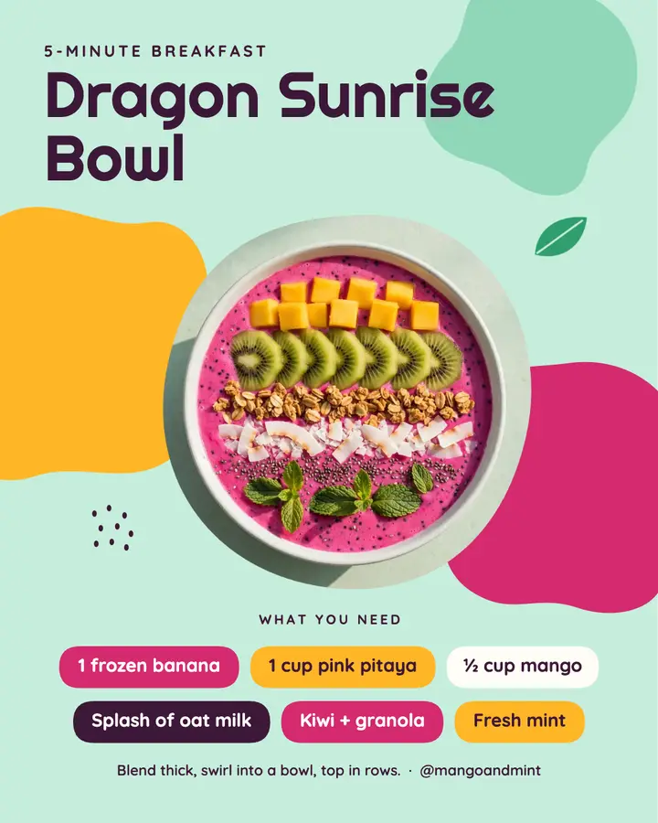 Dragon sunrise smoothie bowl recipe template