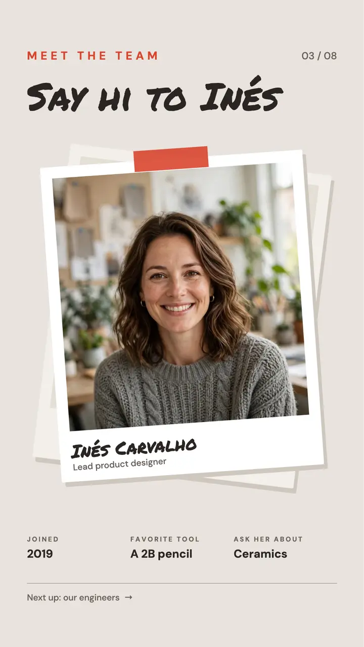 Instant photo meet the team story template