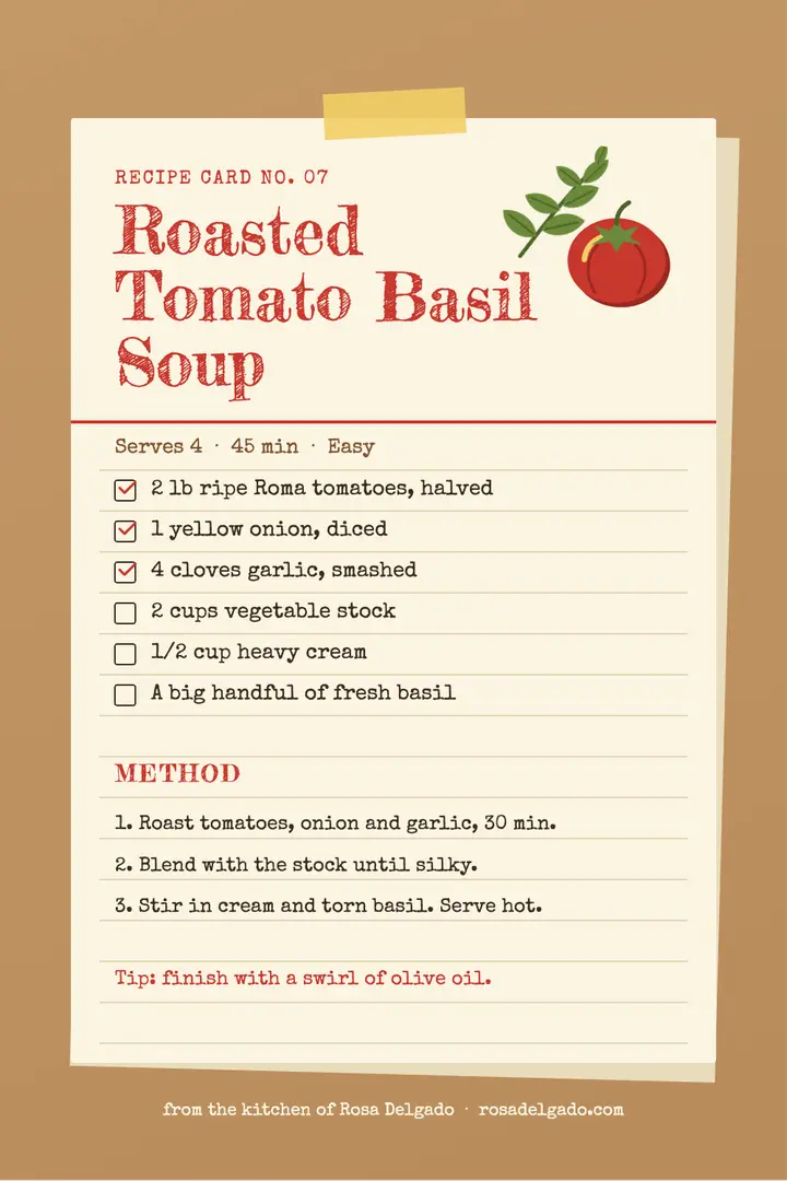 Tomato soup recipe card template