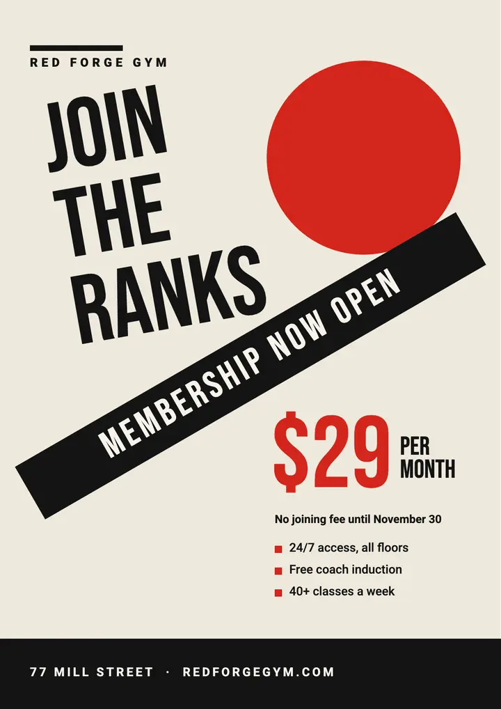 Constructivist gym membership flyer template