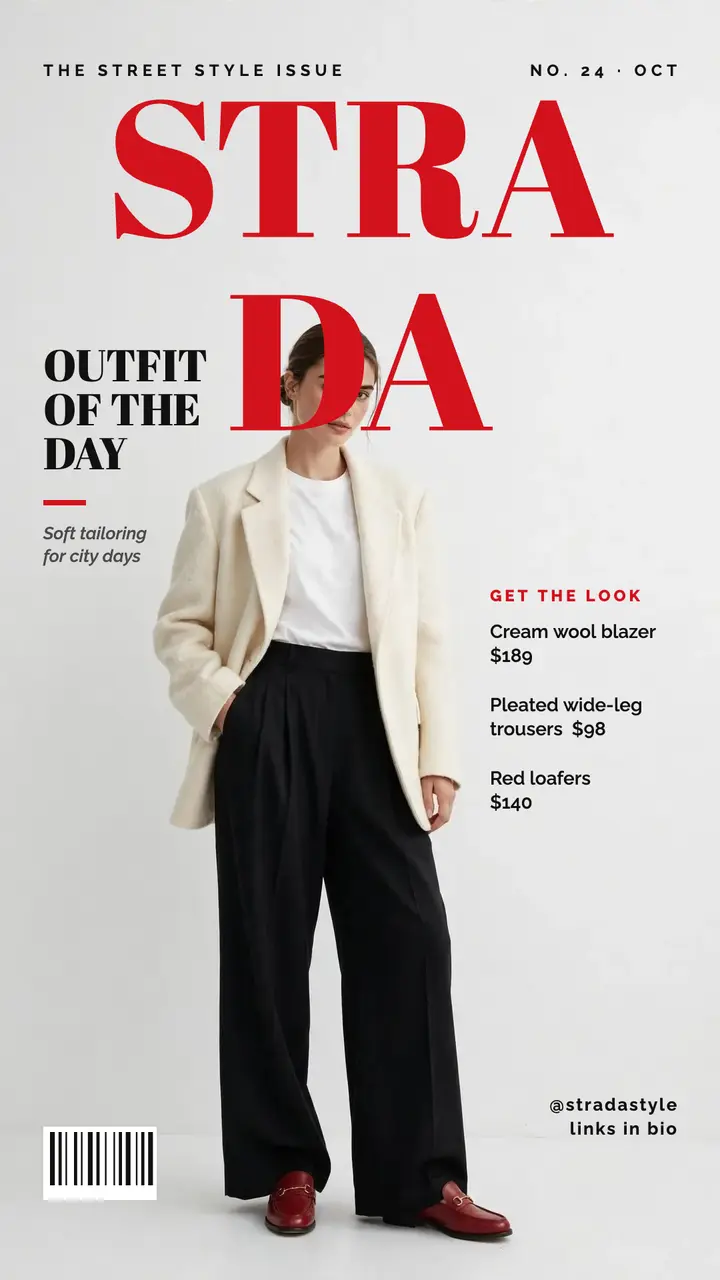 Magazine cover outfit of the day story template