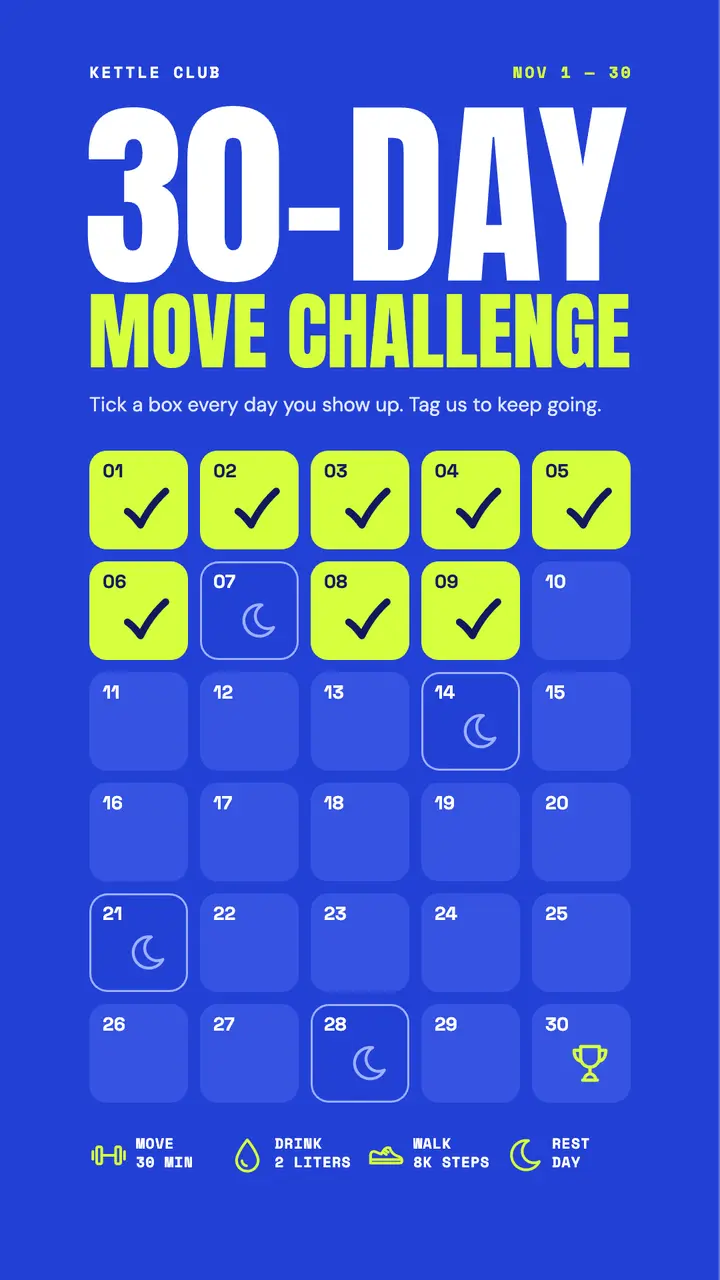 Thirty days of moving template