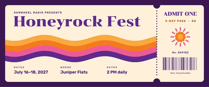 Retro groovy festival ticket template