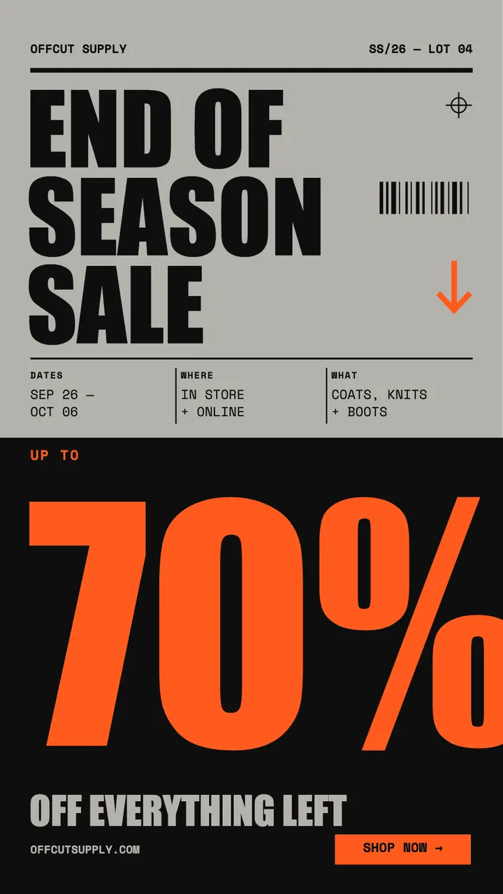 Brutalist end of season sale template