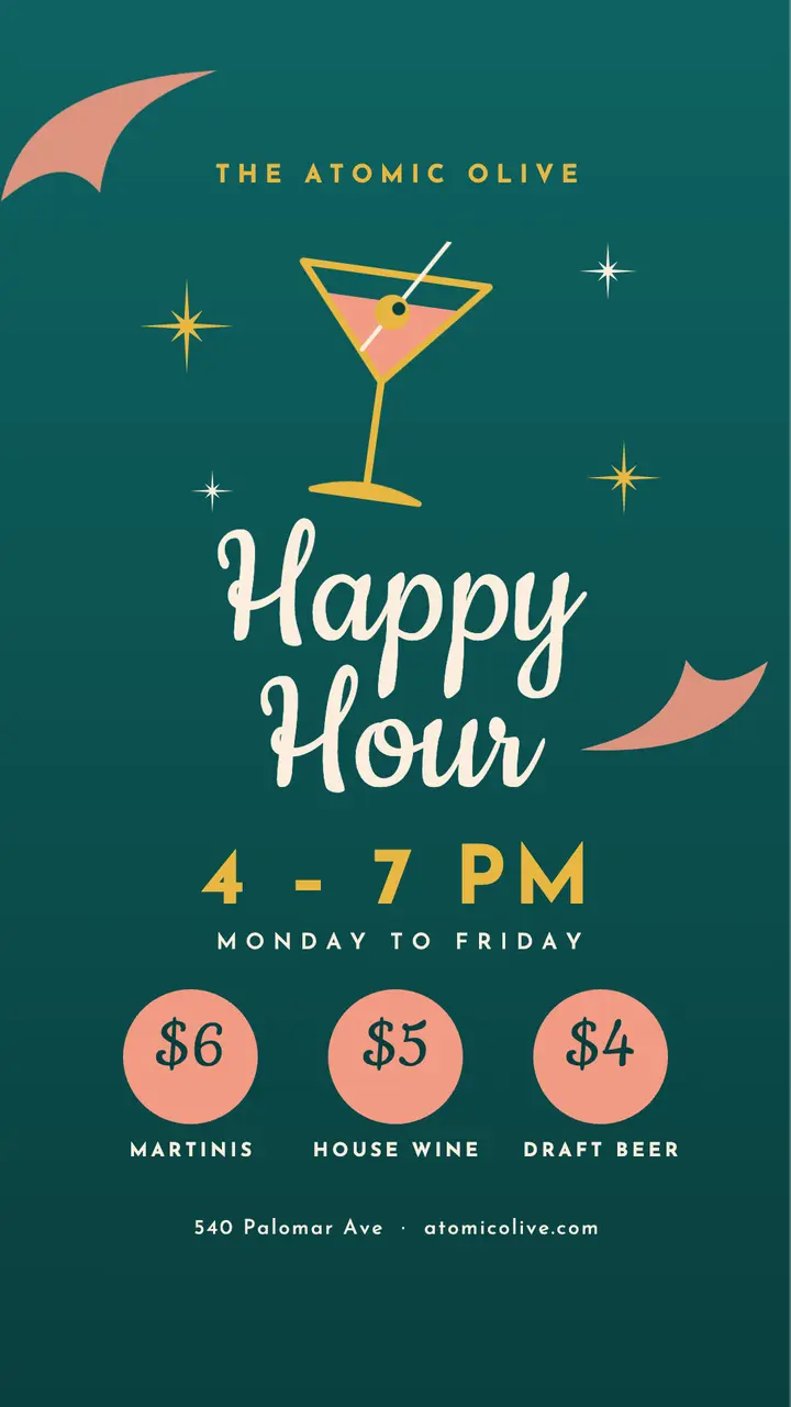Atomic lounge happy hour story template