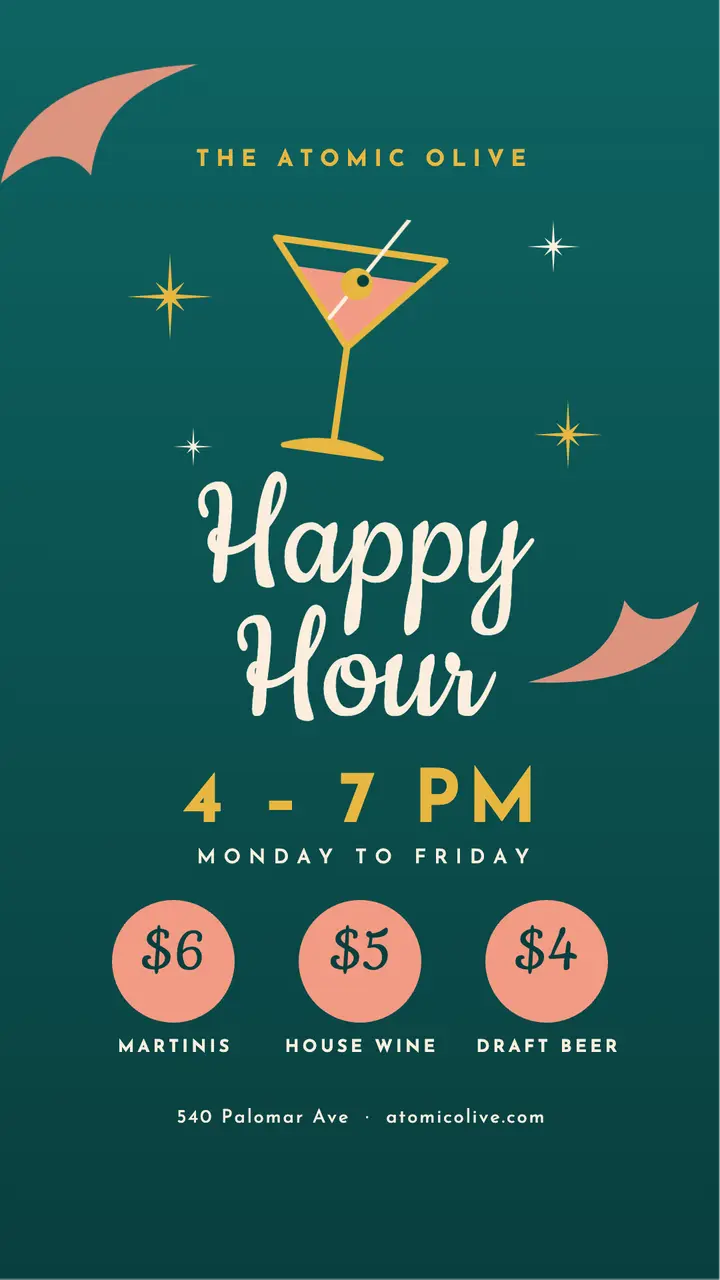 Atomic lounge happy hour story template