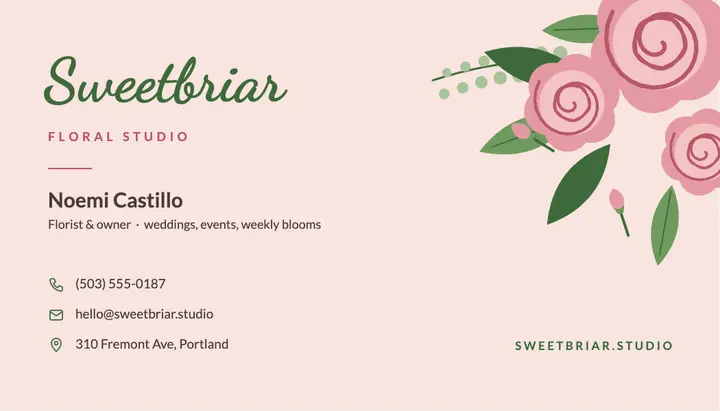 Blush bouquet florist card template