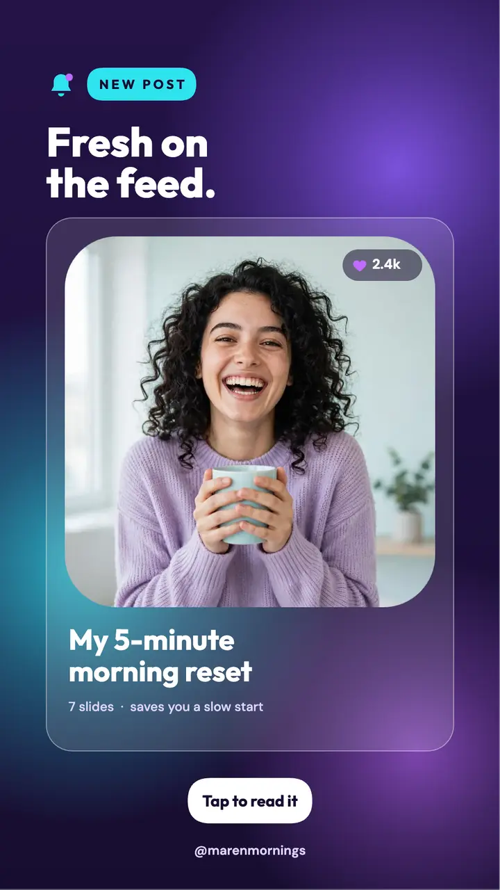 Glass card new post alert template