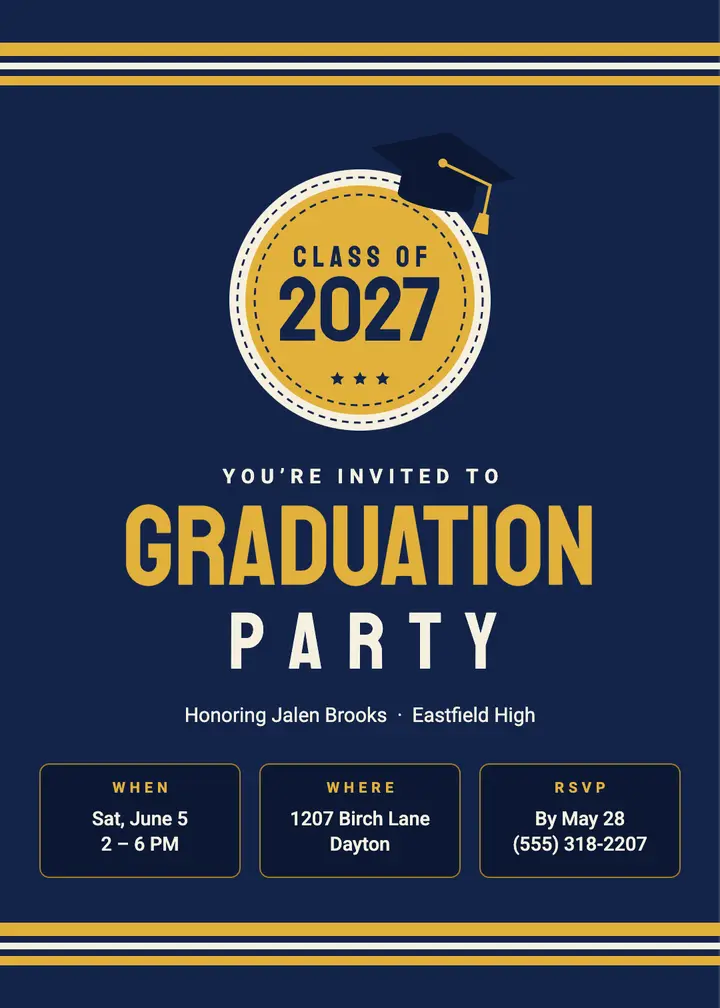 Varsity patch graduation party template