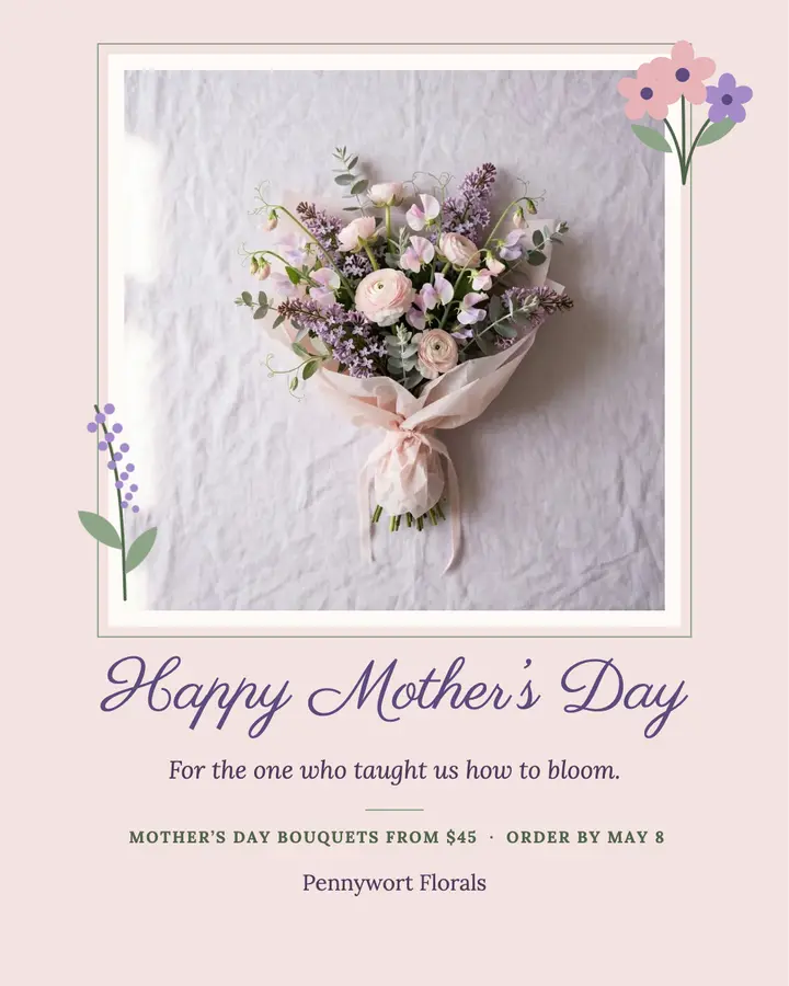 Pressed flowers Mother's Day post template