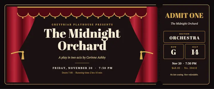 Velvet curtain theater ticket template