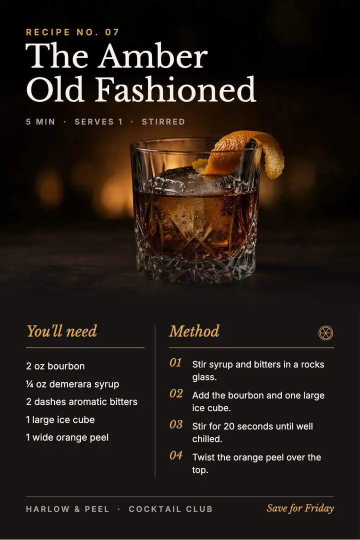 Low-light old fashioned recipe template
