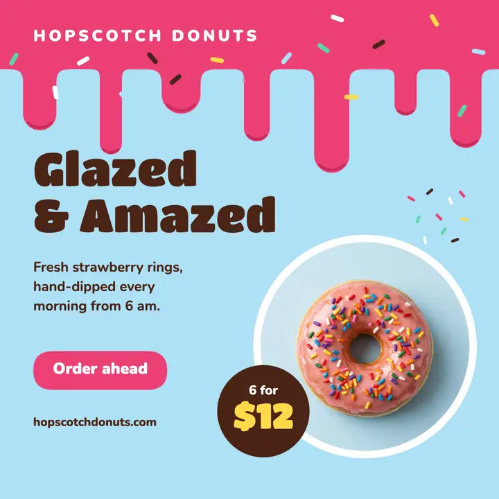 Strawberry glaze donut shop template