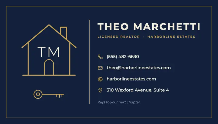 Navy and gold realtor card template